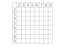 Квадрат для заполнения таблицы умножения